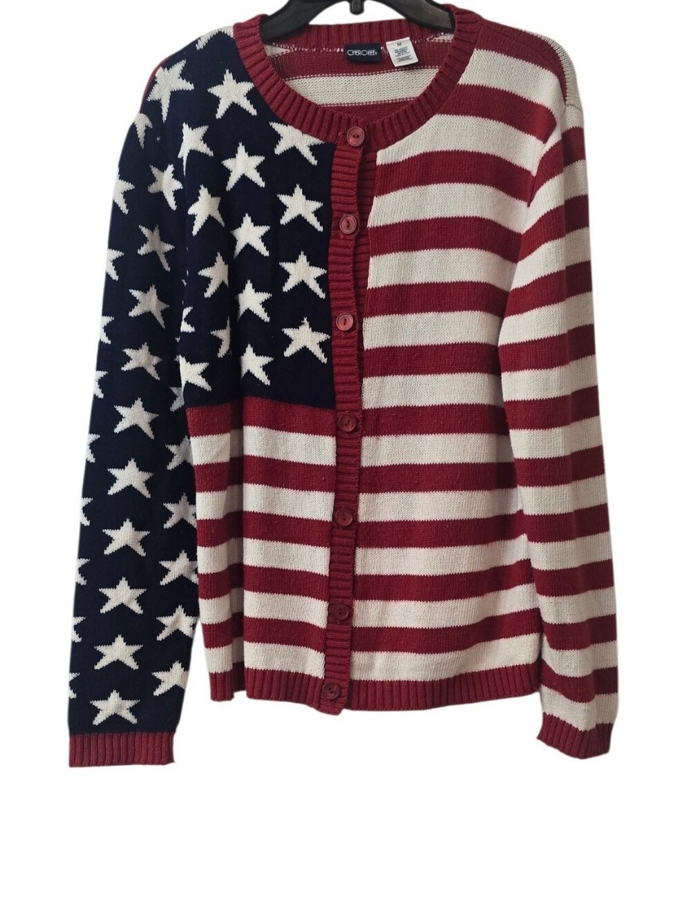 Vintage Cherokee American Flag Cardigan Sweater Suze M